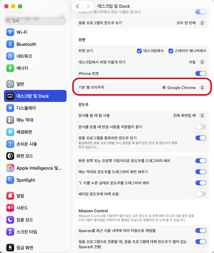 기본 브라우저로 바꾸기