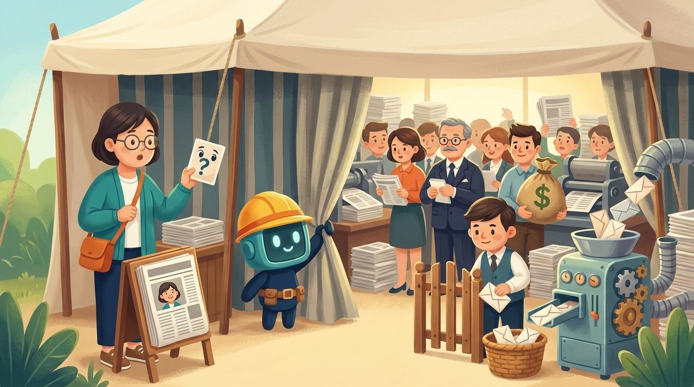 커튼 뒤 만든 사람들 장면